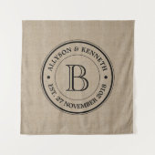 Maak Je Eigen Jute Logo Jubileum Monogram Wandkleed (Voorkant)