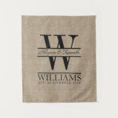 Maak Je Eigen Jute Logo Jubileum Monogram Wandkleed (Voorkant)