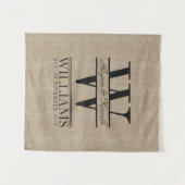 Maak Je Eigen Jute Logo Jubileum Monogram Wandkleed (Voorkant (horizontaal))