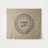 Maak Je Eigen Jute Logo Jubileum Monogram Wandkleed (Voorkant (horizontaal))