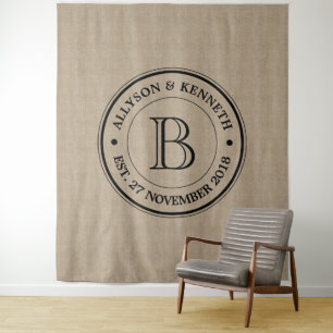 Maak Je Eigen Jute Logo Jubileum Monogram Wandkleed