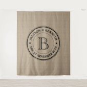 Maak Je Eigen Jute Logo Jubileum Monogram Wandkleed (Voorkant)