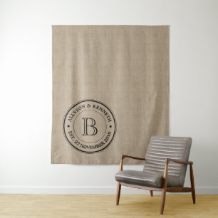 Maak Je Eigen Jute Logo Jubileum Monogram Wandkleed