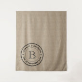 Maak Je Eigen Jute Logo Jubileum Monogram Wandkleed (Voorkant)
