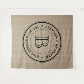 Maak Je Eigen Jute Logo Jubileum Monogram Wandkleed (Voorkant (horizontaal))