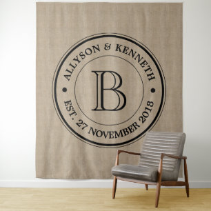 Maak Je Eigen Jute Logo Jubileum Monogram Wandkleed