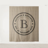 Maak Je Eigen Jute Logo Jubileum Monogram Wandkleed (Voorkant)