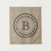 Maak Je Eigen Jute Logo Jubileum Monogram Wandkleed (Voorkant)