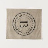 Maak je eigen jute logo jubileummonogram wandkleed (Voorkant (horizontaal))