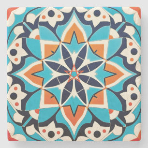 Maak Je Eigen Kaleidoscoop Turquoise Rood Oranje Stenen Onderzetter