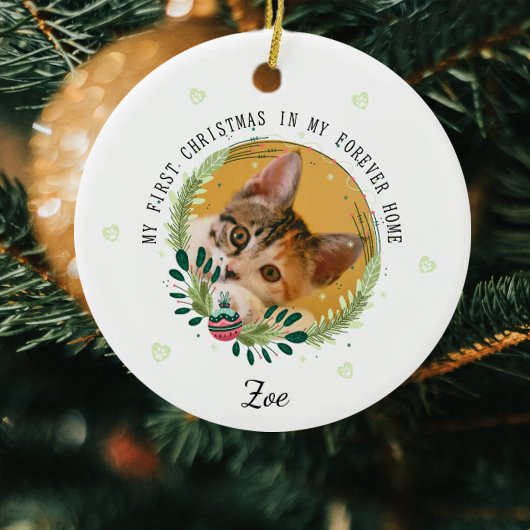 Maak je eigen kat eerste kerst keramisch ornament