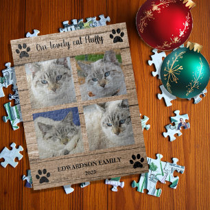 Maak je eigen katten foto collage monogram naam legpuzzel