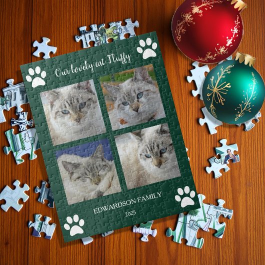 Maak je eigen katten foto collage monogram naam legpuzzel
