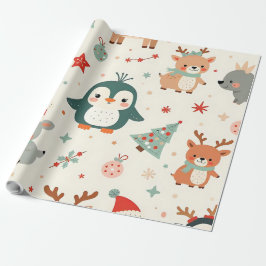 Maak je eigen Kawaii vrienden Winterdieren Cadeaupapier