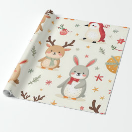 Maak Je Eigen Kawaii Winter Vrienden Dieren Cadeaupapier
