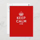 Maak je eigen 'Keep Calm and carry on' kroon rood Briefkaart (Voorkant / Achterkant)