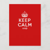 Maak je eigen 'Keep Calm and carry on' kroon rood Briefkaart (Voorkant)