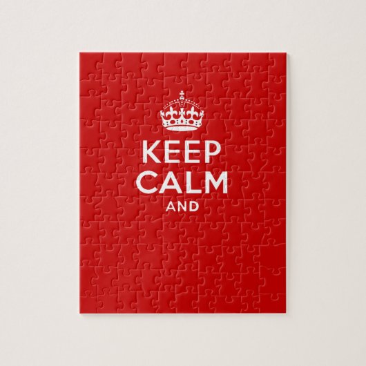 Maak je eigen 'Keep Calm and carry on' kroon rood Legpuzzel (Verticaal)