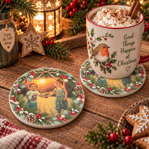 Maak je eigen kerst familie foto zandsteen onderzetter