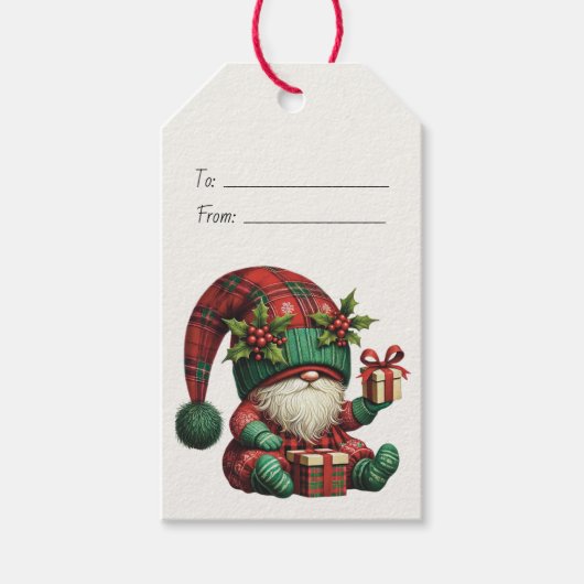 Maak Je Eigen Kerst Plaid Gnome Pyjama Cadeaulabel (Voorkant)