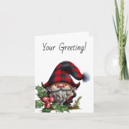 Maak je eigen Kerstgnome met Buffalo geruite stof Feestdagen Kaart