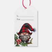Maak Je Eigen Kerstgnome met Buffalo Plaid Patroon Cadeaulabel (Voorkant)