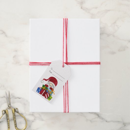 Maak je eigen Kerstman Dwerg & Kerstcadeaus Cadeaulabel (Met Touw)