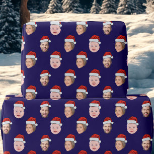 Maak Je Eigen Kerstman Hoed Gezicht 3 Foto Blauw Cadeaupapier