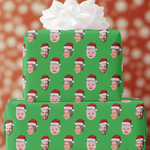 Maak Je Eigen Kerstman Hoed Gezicht 3 Foto Groen Cadeaupapier