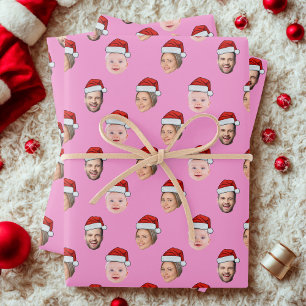 Maak Je Eigen Kerstman Hoed Gezicht 3 Foto Roze Inpakpapier Vel