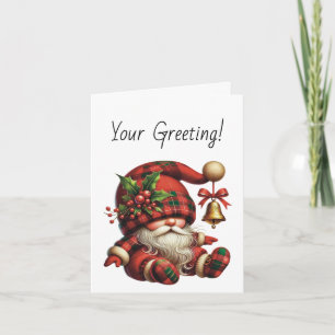 Maak je eigen Kerstmis geruite Gnome Kabouter Sint Feestdagen Kaart
