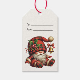 Maak je eigen Kerstmis geruite Gnome Kerstman Cadeaulabel