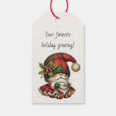 Maak je eigen Kerstmis geruite Gnome-thee Cadeaulabel (Achterkant)