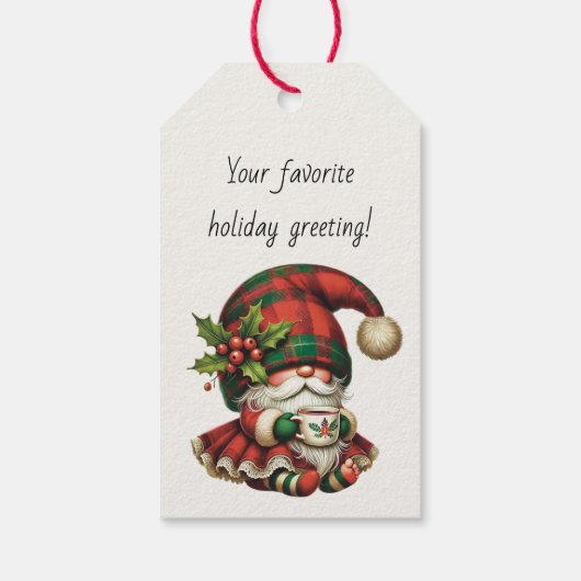 Maak je eigen Kerstplaid Gnome-thee Cadeaulabel (Achterkant)