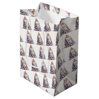 Maak je eigen kleurrijke Kerstboom & Mooie Kat Medium Cadeauzakje