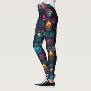 Maak Je Eigen Kleurrijke Kruiden & Kaarsen Zwart Leggings