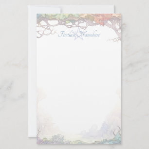 Maak Je Eigen Kleurrijke Regenboog Bos Scène Briefpapier
