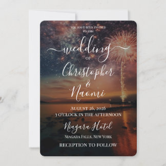 Maak Je Eigen Kleurrijke Strand Vuurwerk Bruiloft Kaart