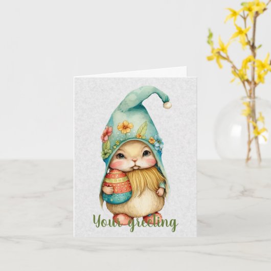 Maak Je Eigen Knuffel lente Kabouter & Ei Kaart (Gele Bloem)