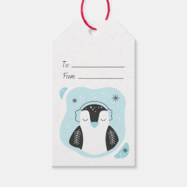 Maak Je Eigen Knuffel Pinguïn Blauwe Kerstmis Cadeaulabel