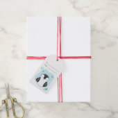 Maak Je Eigen Knuffel Pinguïn Blauwe Kerstmis Cadeaulabel (Met Touw)