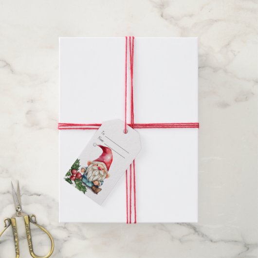 Maak Je Eigen Knuffel Rode Kerstkabouter Cadeaulabel (Met Touw)