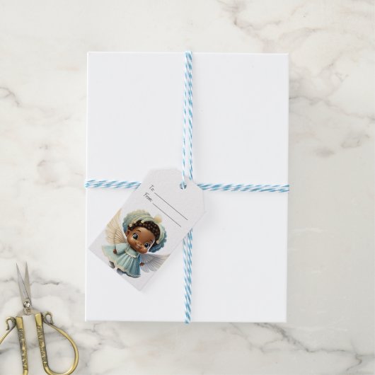 Maak Je Eigen Knuffel Zwarte Meisjes Kerst Engel Cadeaulabel (Met Touw)