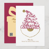 Maak je eigen knuffelige glitter Kerstman Kerstkaa Feestdagenkaart (Voorkant / Achterkant)