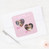 Maak je eigen knuffelkat 2 foto-script Kerstmis  Vierkante Sticker (Envelop)