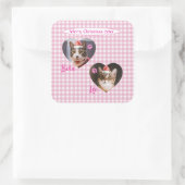 Maak je eigen knuffelkat 2 foto-script Kerstmis  Vierkante Sticker (Tas)