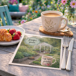 Maak je eigen koffie voor het tuinieren foto servet