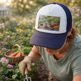 Maak je eigen koffie voor het tuinieren trucker pet