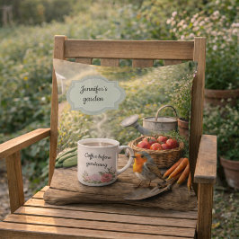 Maak je eigen koffie voordat je gaat tuinieren buitenkussen