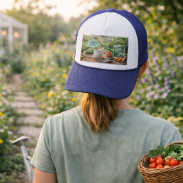 Maak je eigen koffie voordat je tuiniert foto trucker pet